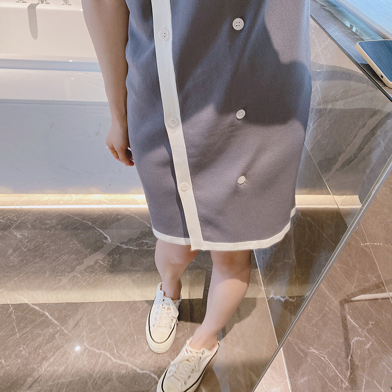 Vneck T-shirt knitted dress