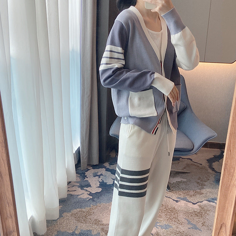 Colorblock wool knit cardigan THOM TREND