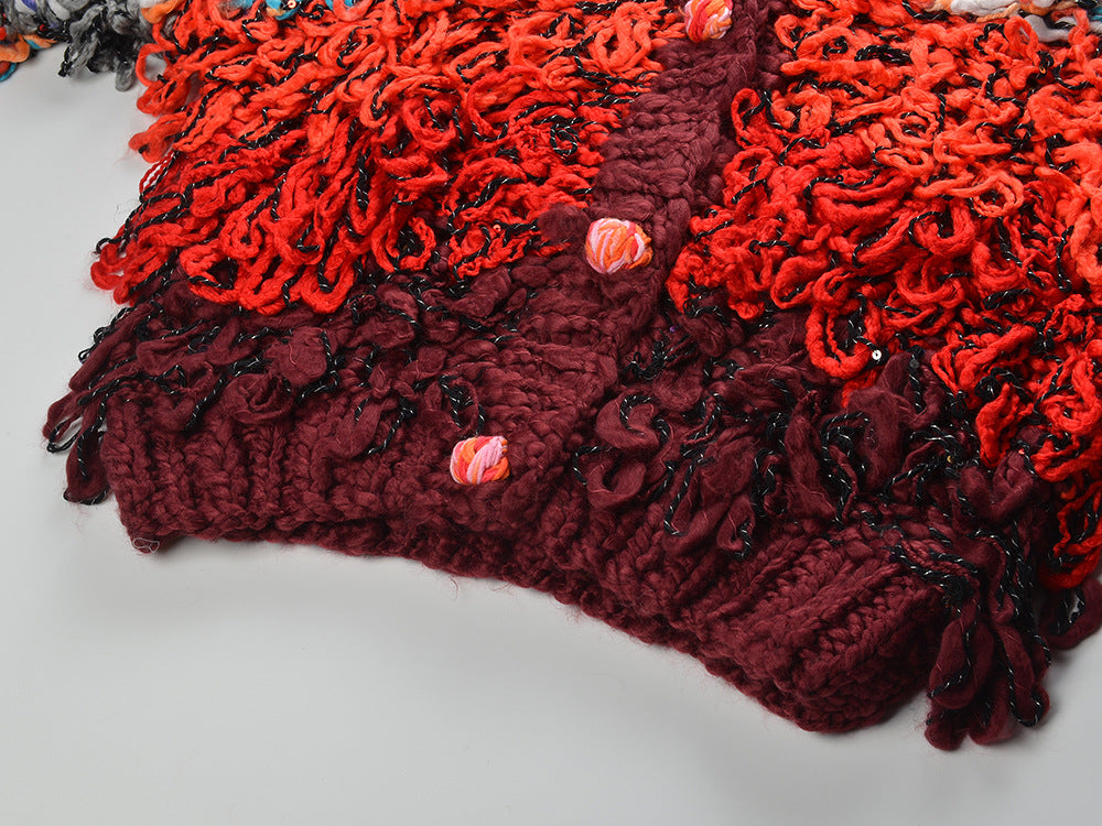 2025SS Colorful woven tassel sweater coat THOM TREND