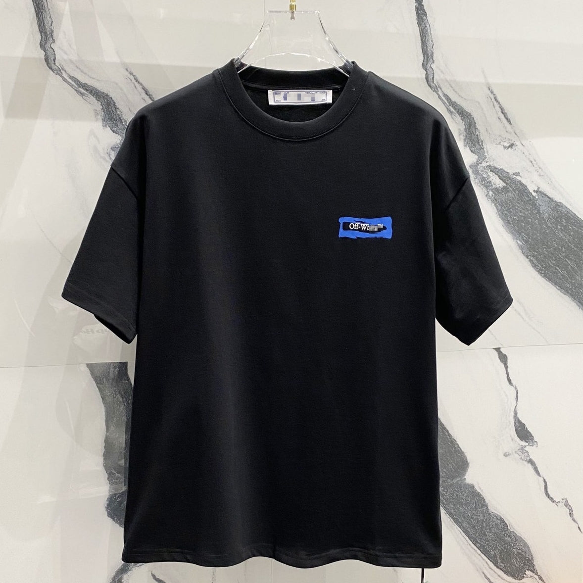 Off-White Blue Box Logo Cotton T-Shirt - Blue product detail view