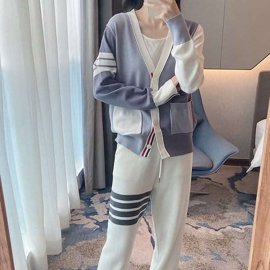 Colorblock wool knit cardigan THOM TREND