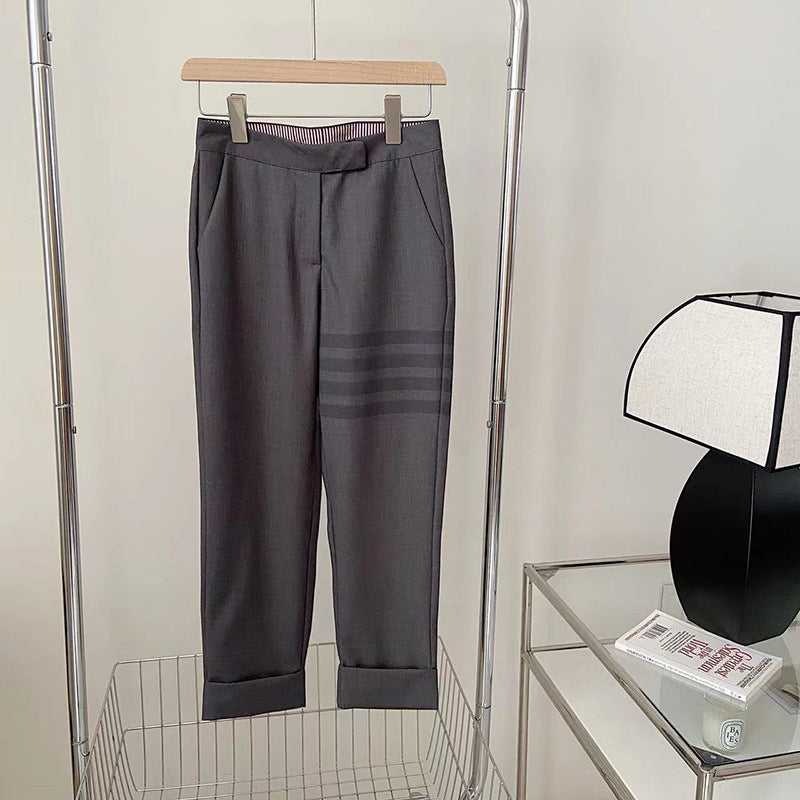 Straight-leg suit pants