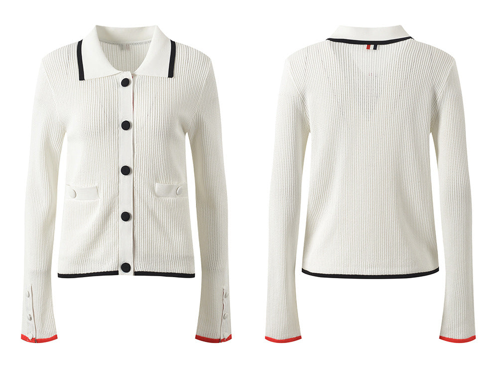 Polo collar cardigan
