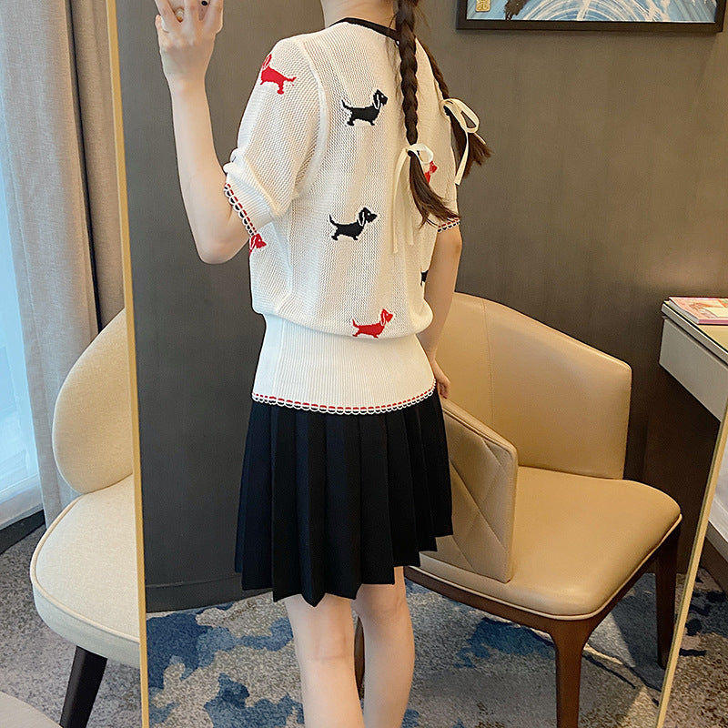 Crew neck hollow pullover sweater