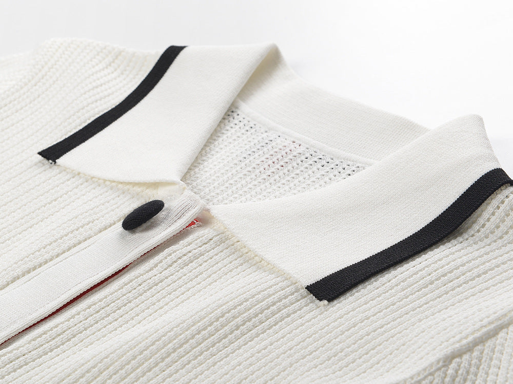 Polo collar cardigan