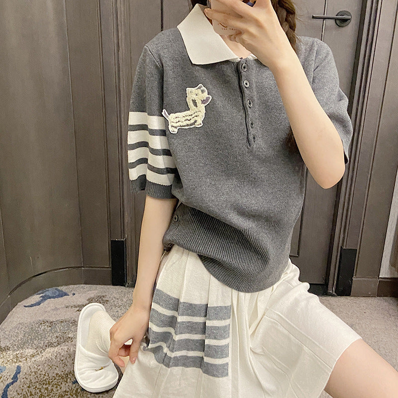 Animal patch polo shirt