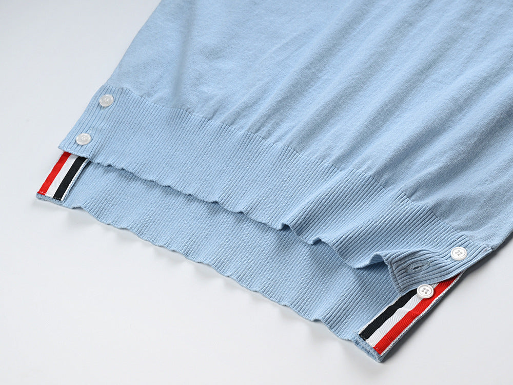 Polo lapel knitted short sleeve dress