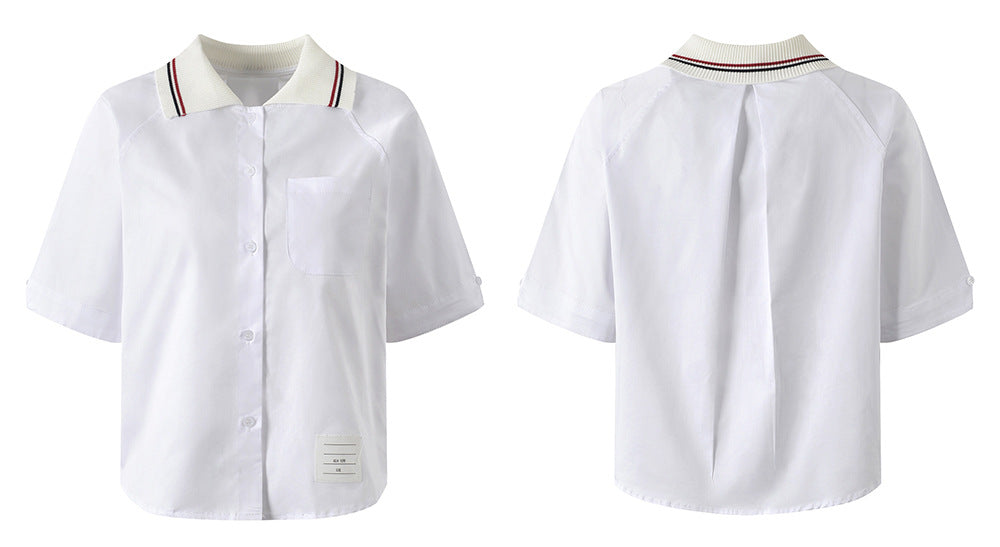 Ladies Lapel Short Shirt