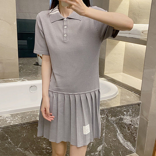 Women's four-stripe POLO collar dress THOM TREND