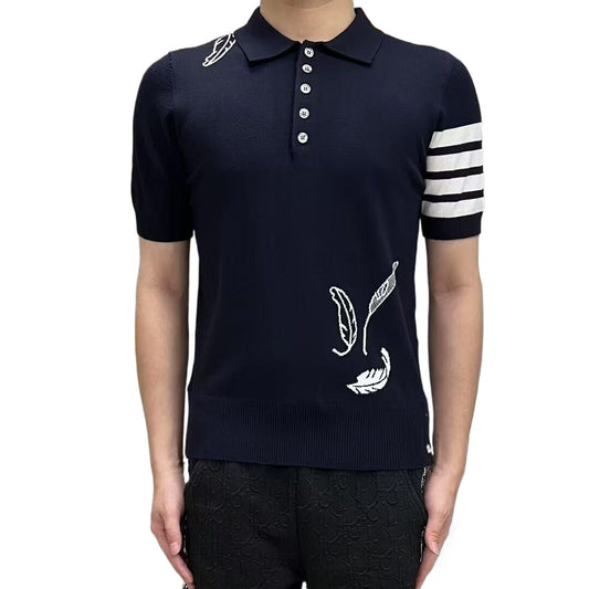 2025 SS  Mens Feather Leaf POLO Short Sleeve  TREND