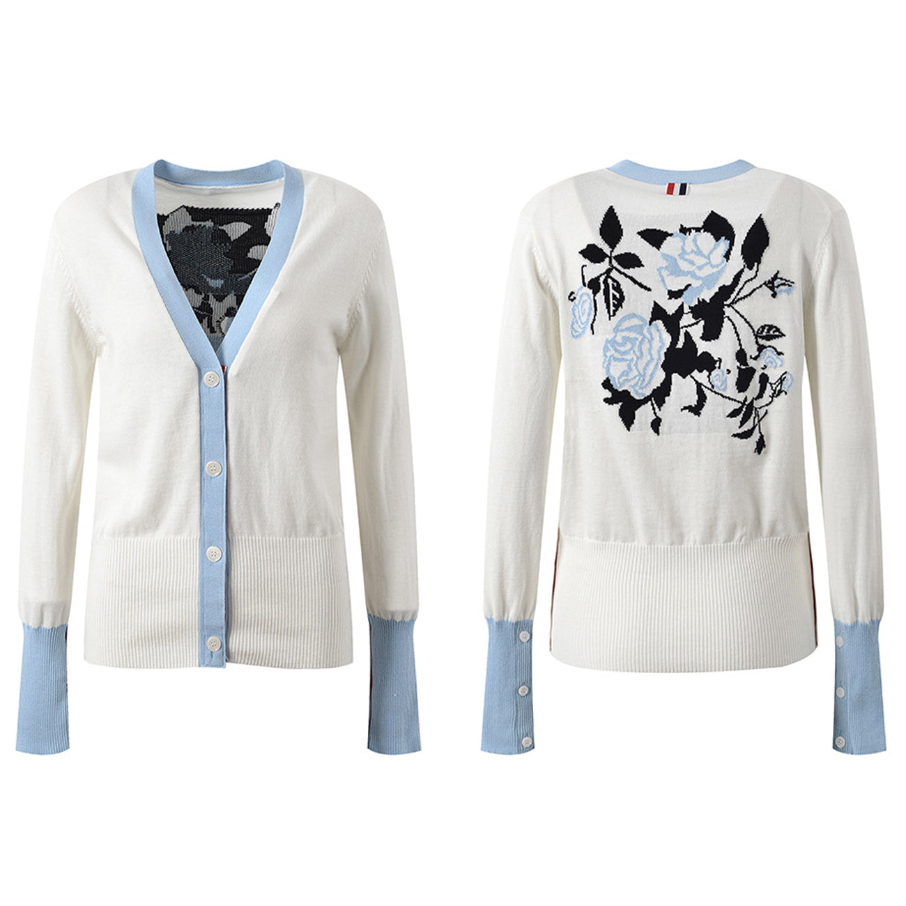 Women's Floral V-Neck Cardigan THOM TREND