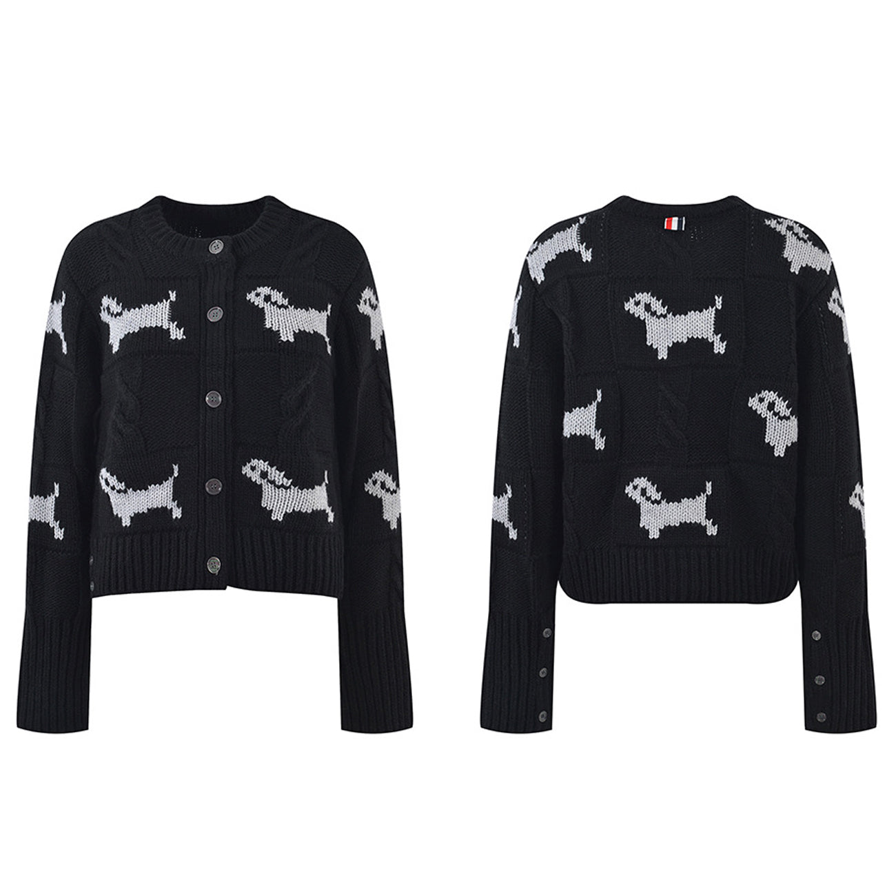 Women's Puppy Cardigan Crew Neck Sweater THOM TREND