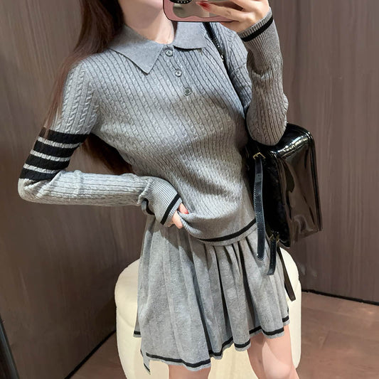 2025Preppy wool casual knit suit