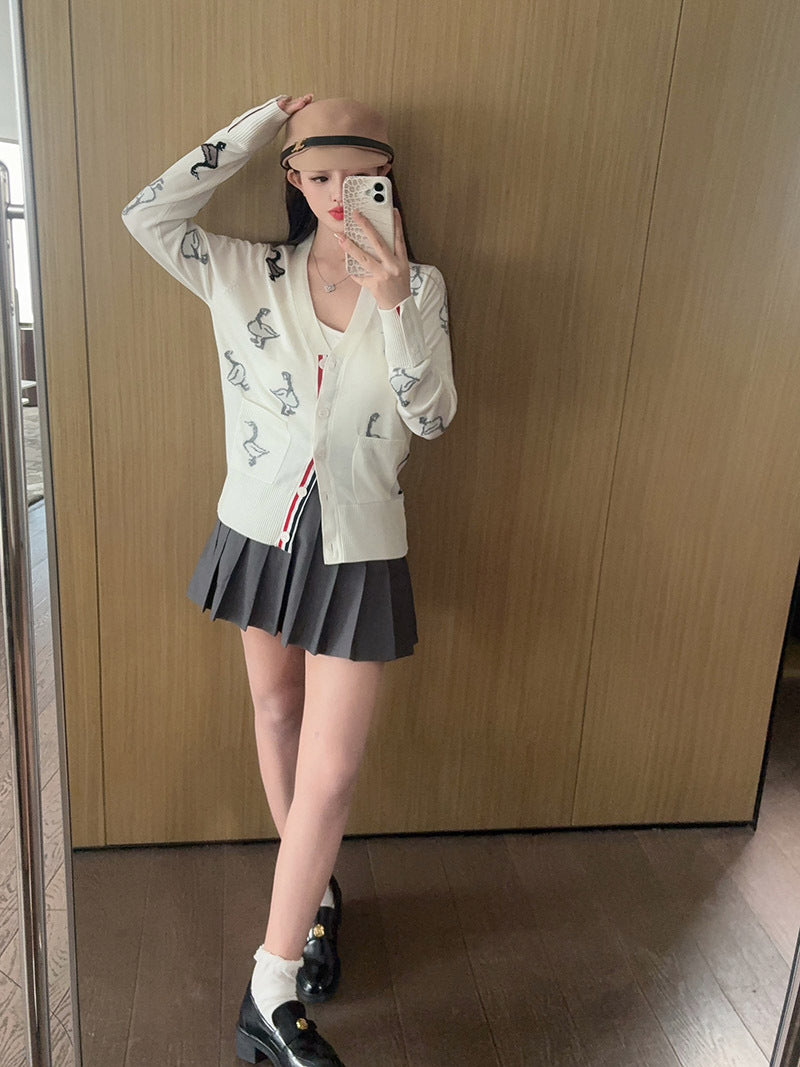 2025SS  Women's Swan Intarsia Knit Cardigan THOM TREND