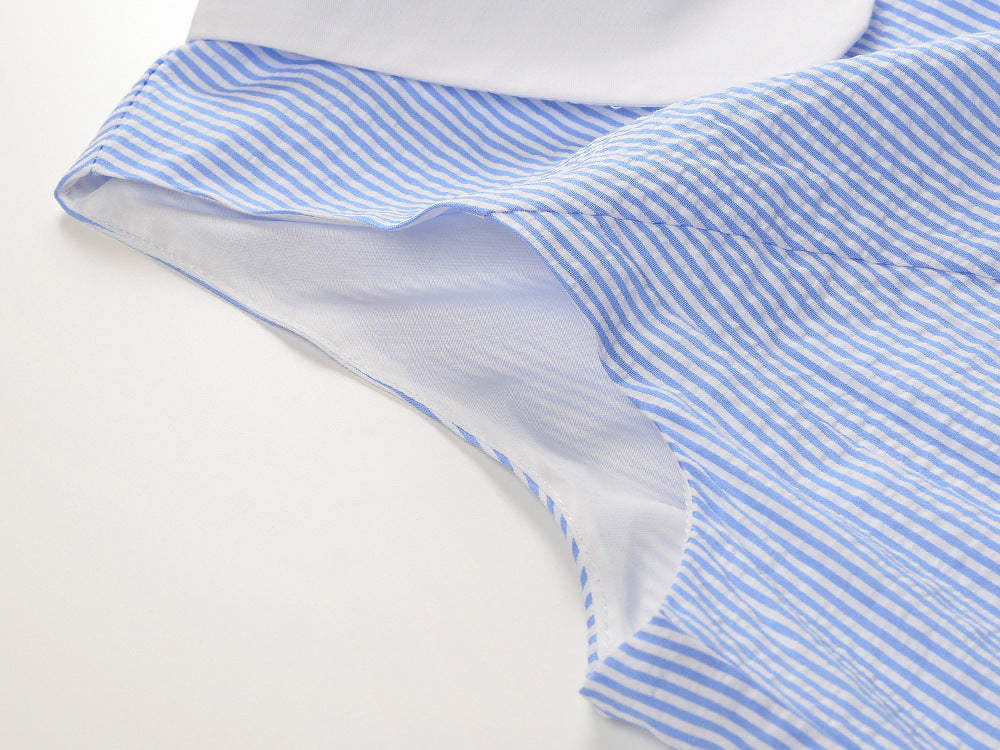 Blue Striped Shirt Dress