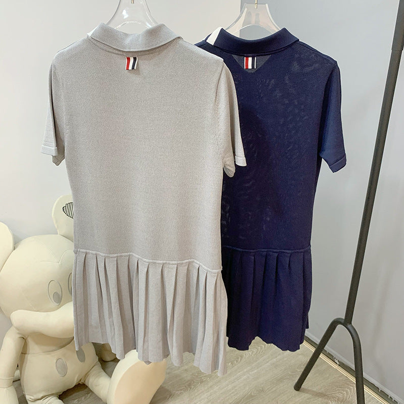 Women's four-stripe POLO collar dress THOM TREND