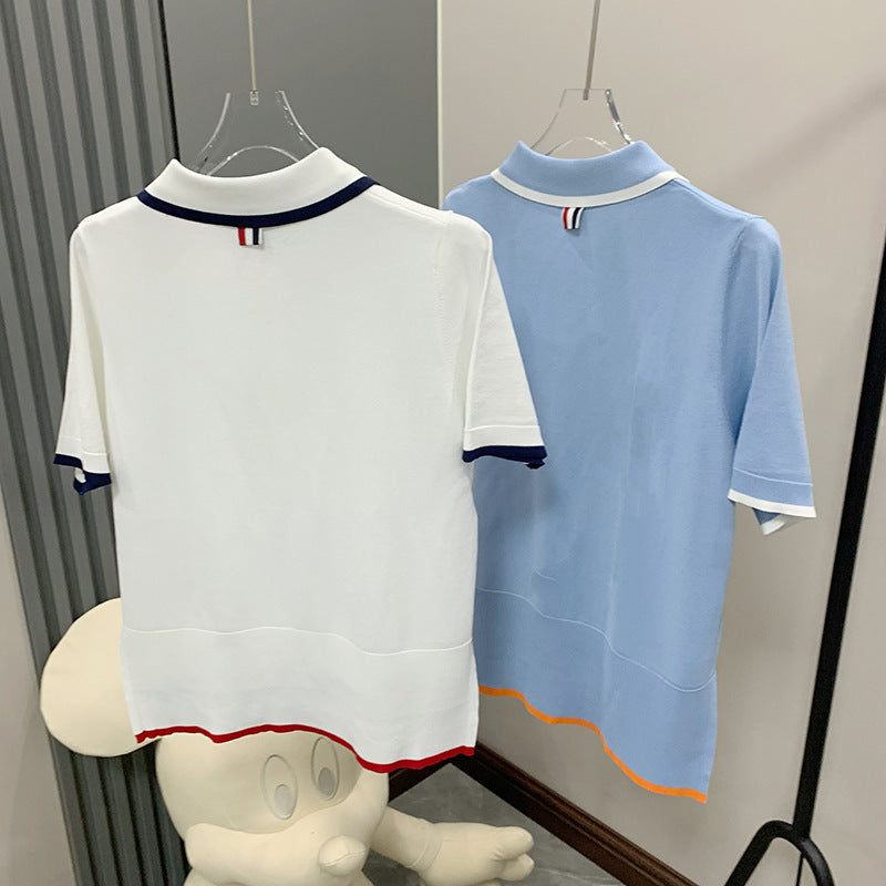 Polo collar short sleeve T-shirt