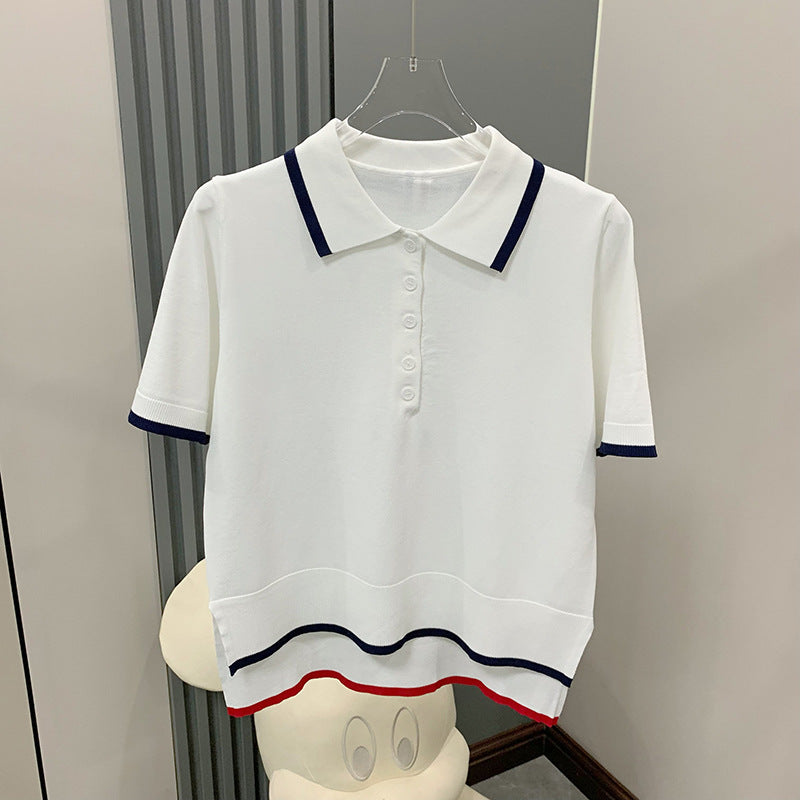 Polo collar short sleeve T-shirt