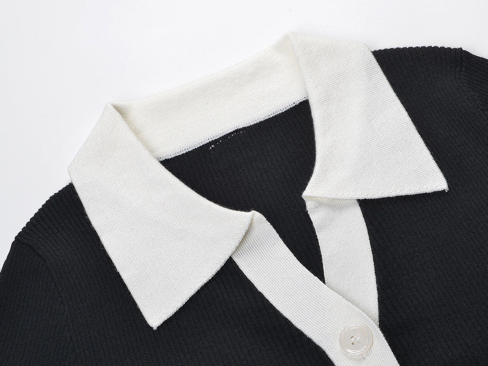 Contrast lapel cardigan