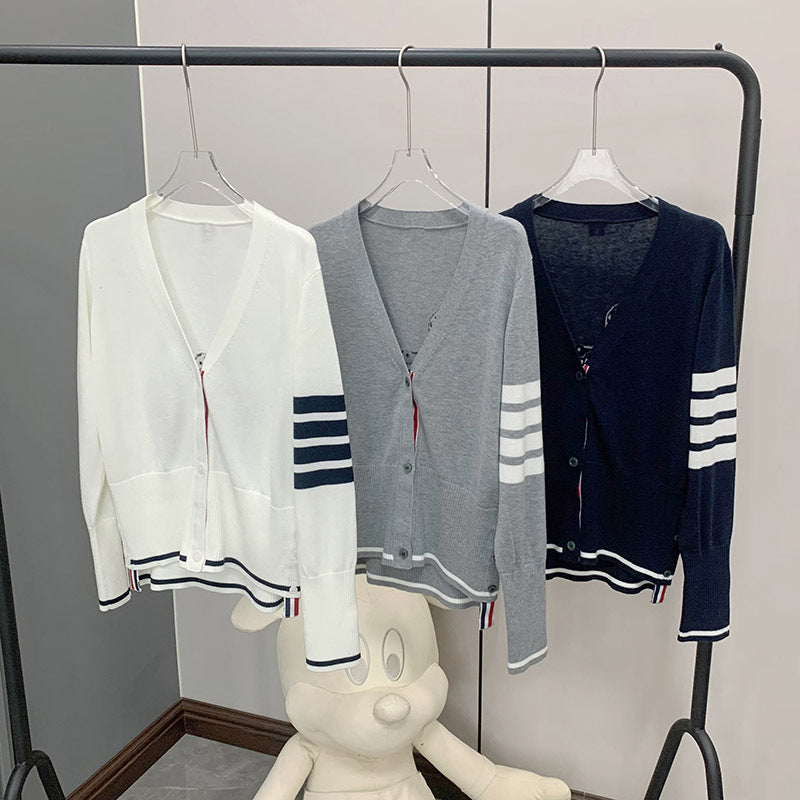 2025SS  Back goose V-neck cardigan THOM TREND