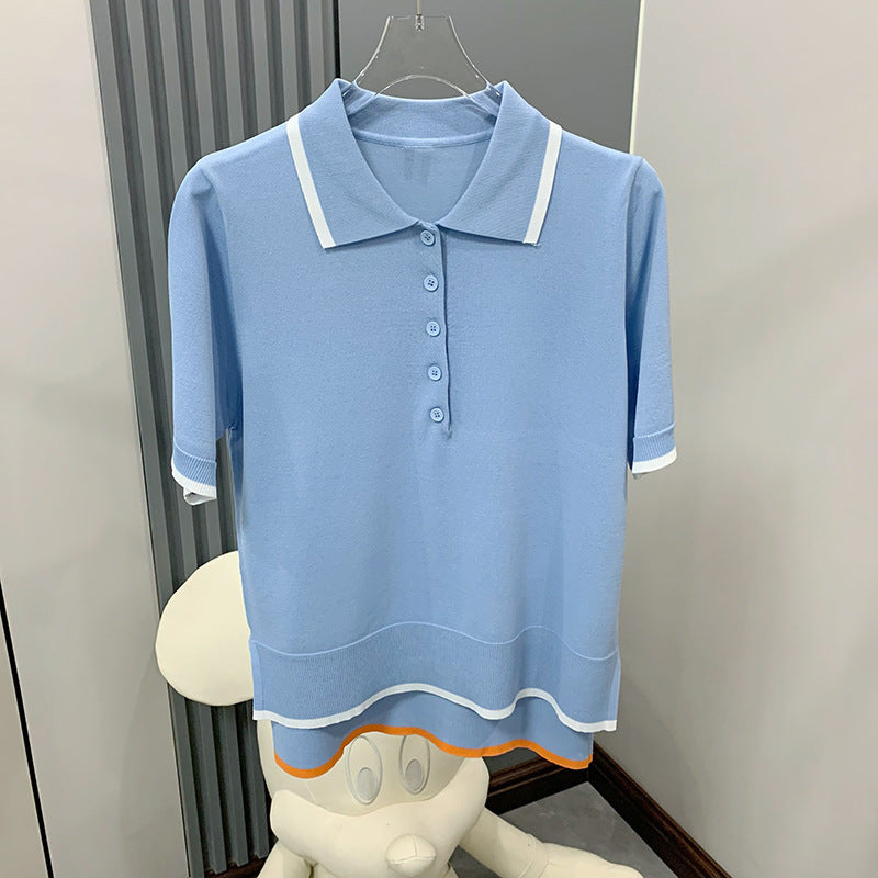 Polo collar short sleeve T-shirt