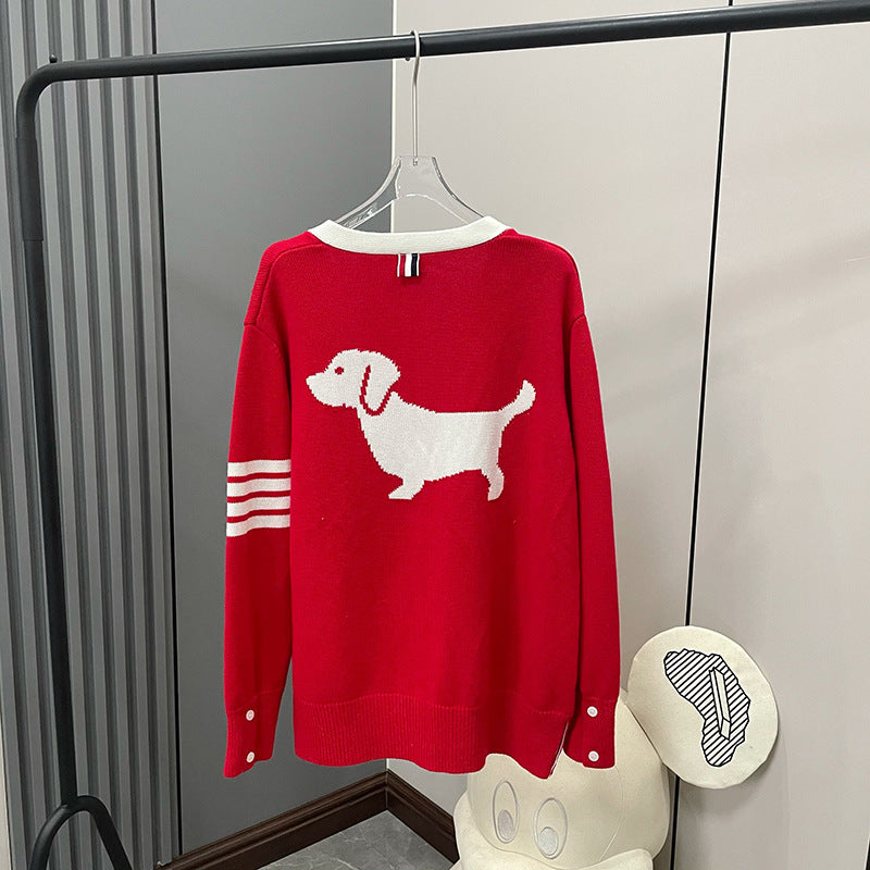 Puppy Embroidered Short Sleeve Sweater（副本） THOM TREND