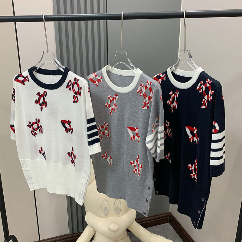 Cartoon round neck high waist T-shirt