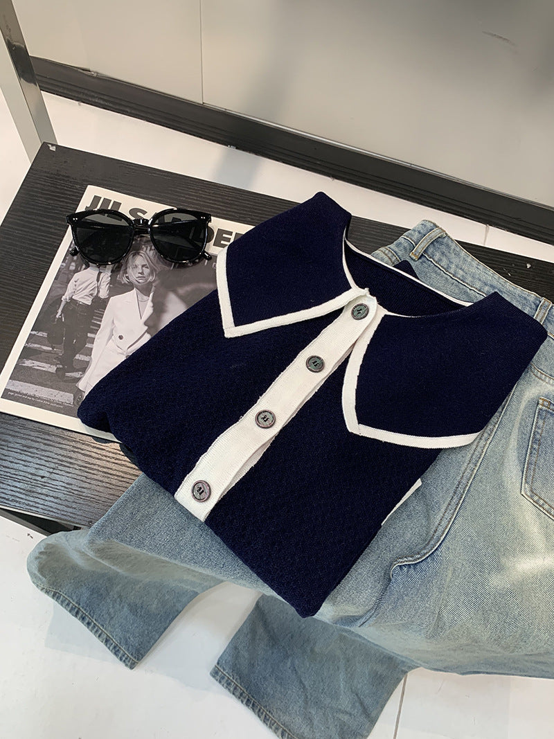 Preppy Lapel Knit Sweater