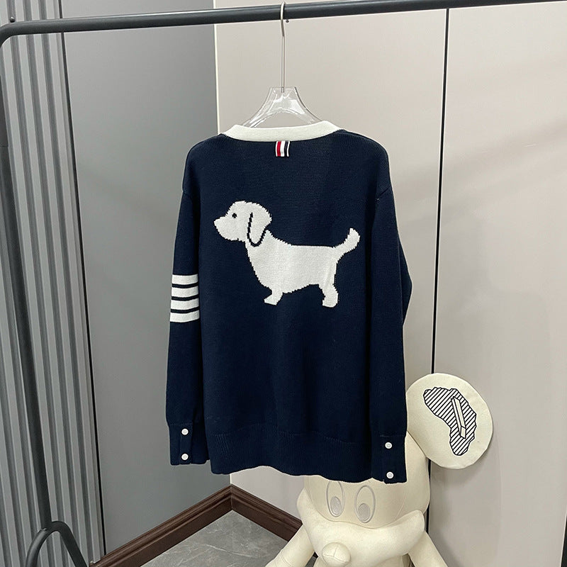 Puppy Embroidered Short Sleeve Sweater（副本） THOM TREND