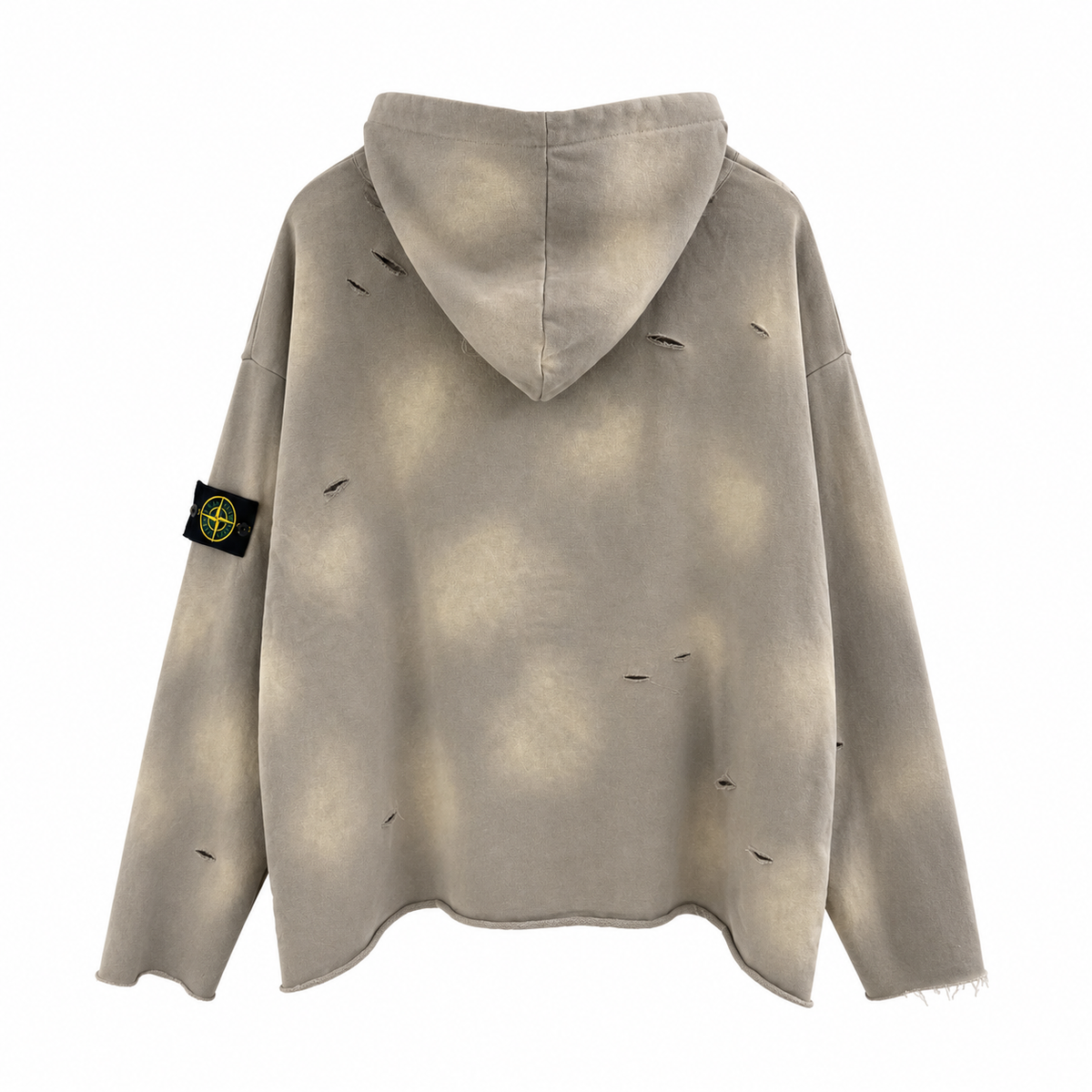 Stone Island 650 GSM Tie-Dye Distressed Pullover Hoodie - Brown product detail view