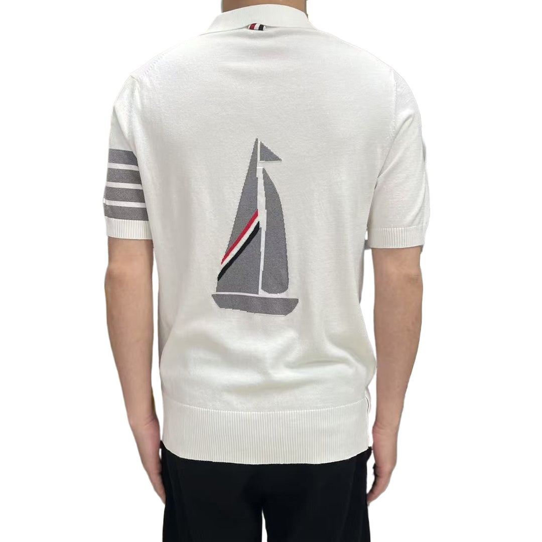 2025 SS  Men's sailboat embroidered POLO short sleeve THOM TREND
