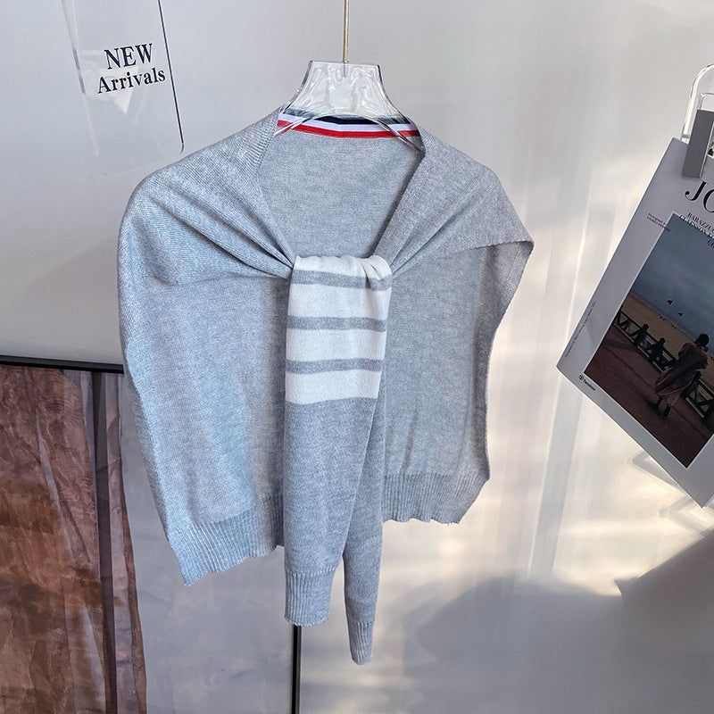 Small knitted knotted thin shawl THOM TREND