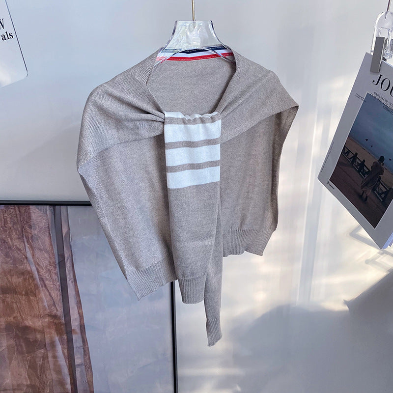 Small knitted knotted thin shawl THOM TREND