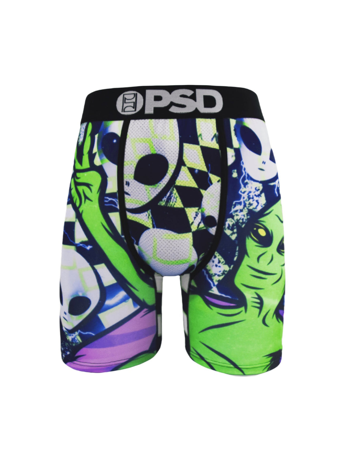 PSD Style Green Alien Graphic Long-Leg Boxer Briefs