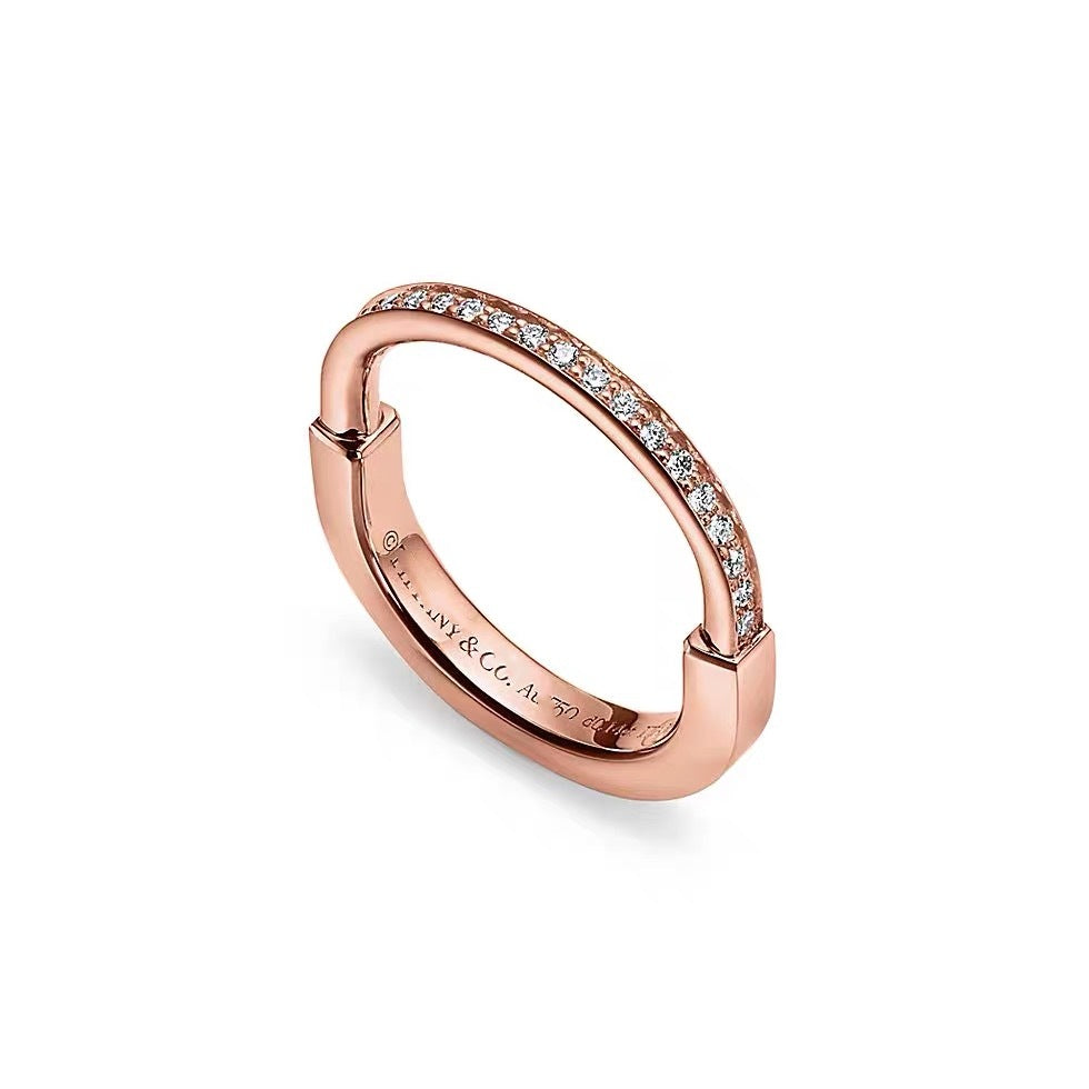 Tiffany Style Lock 18K Gold-Plated Ring - Rose Gold Tone