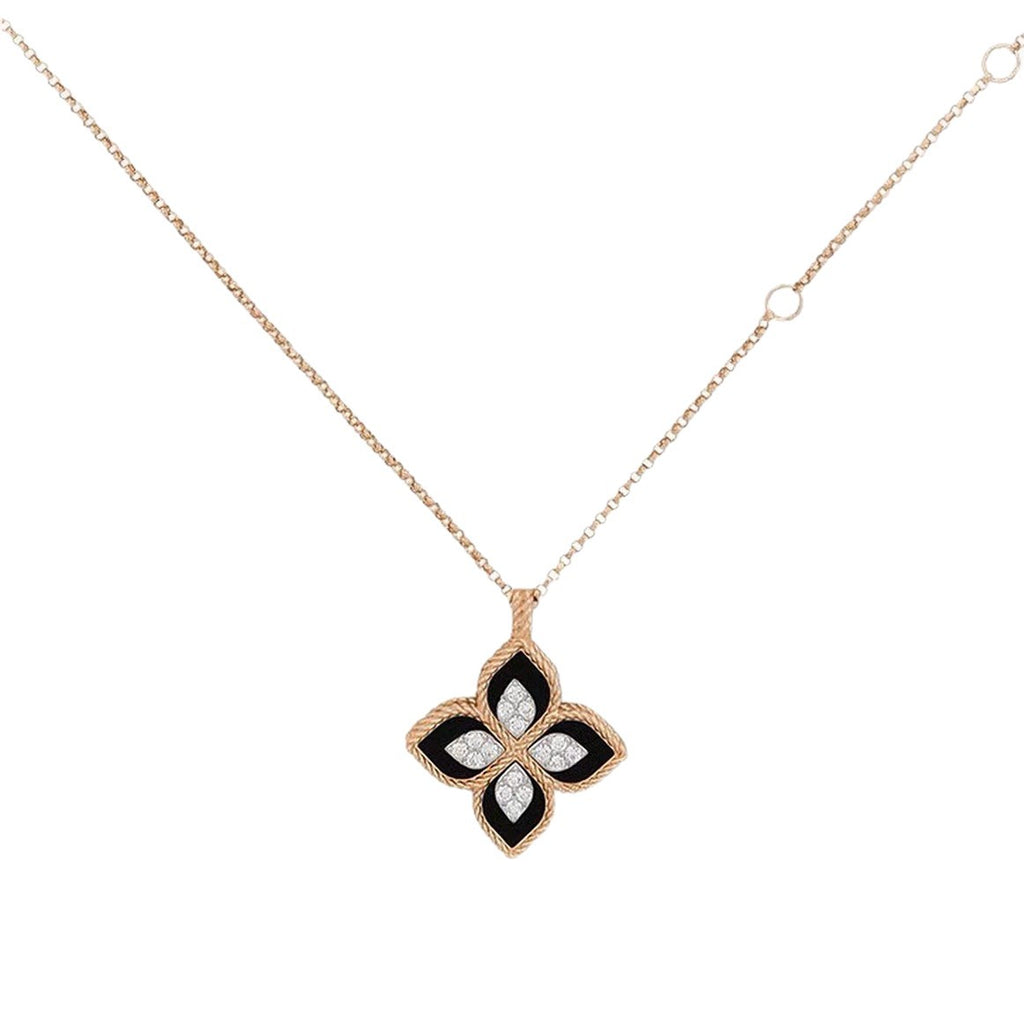 Roberto Coin Style Four-Leaf Clover Cubic Zirconia Necklace detail view 4