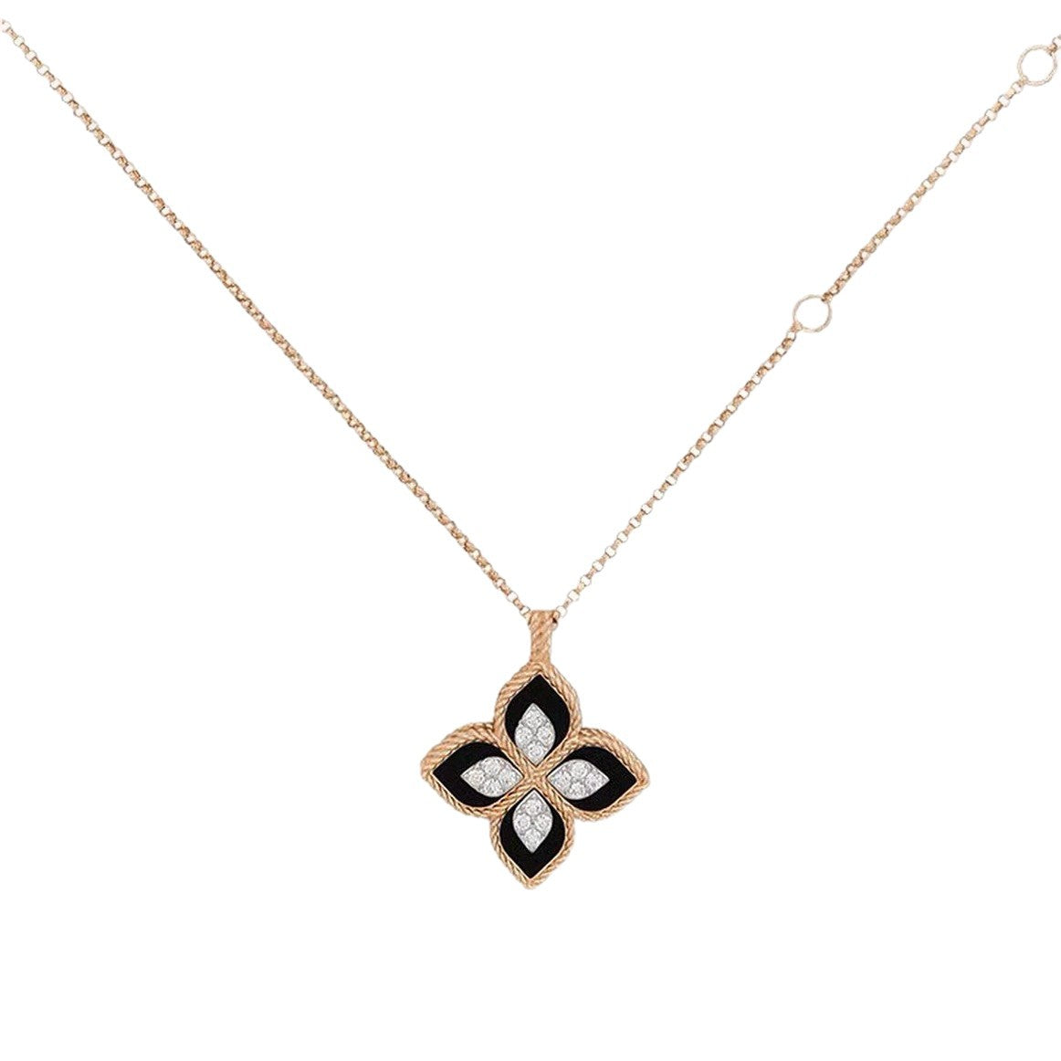 Roberto Coin Style Four-Leaf Clover Cubic Zirconia Necklace detail view 4