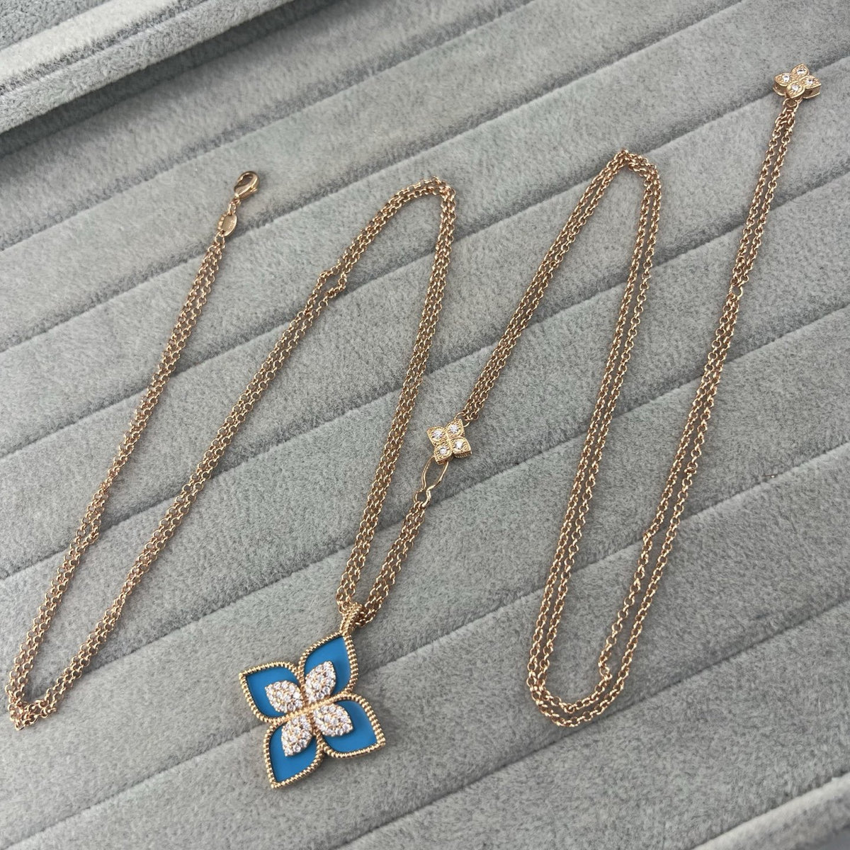 Roberto Coin Style Four-Leaf Clover Cubic Zirconia Necklace detail view 20