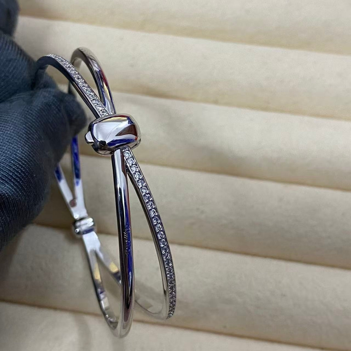 Pomellato Style Crossover Cubic Zirconia 18K Gold-Plated Bangle detail view 6