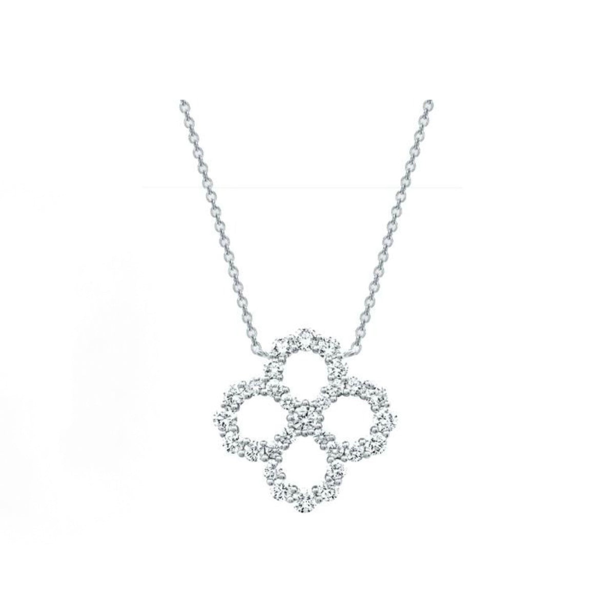 Harry Winston Style Four-Leaf Clover Cubic Zirconia Necklace detail view 7
