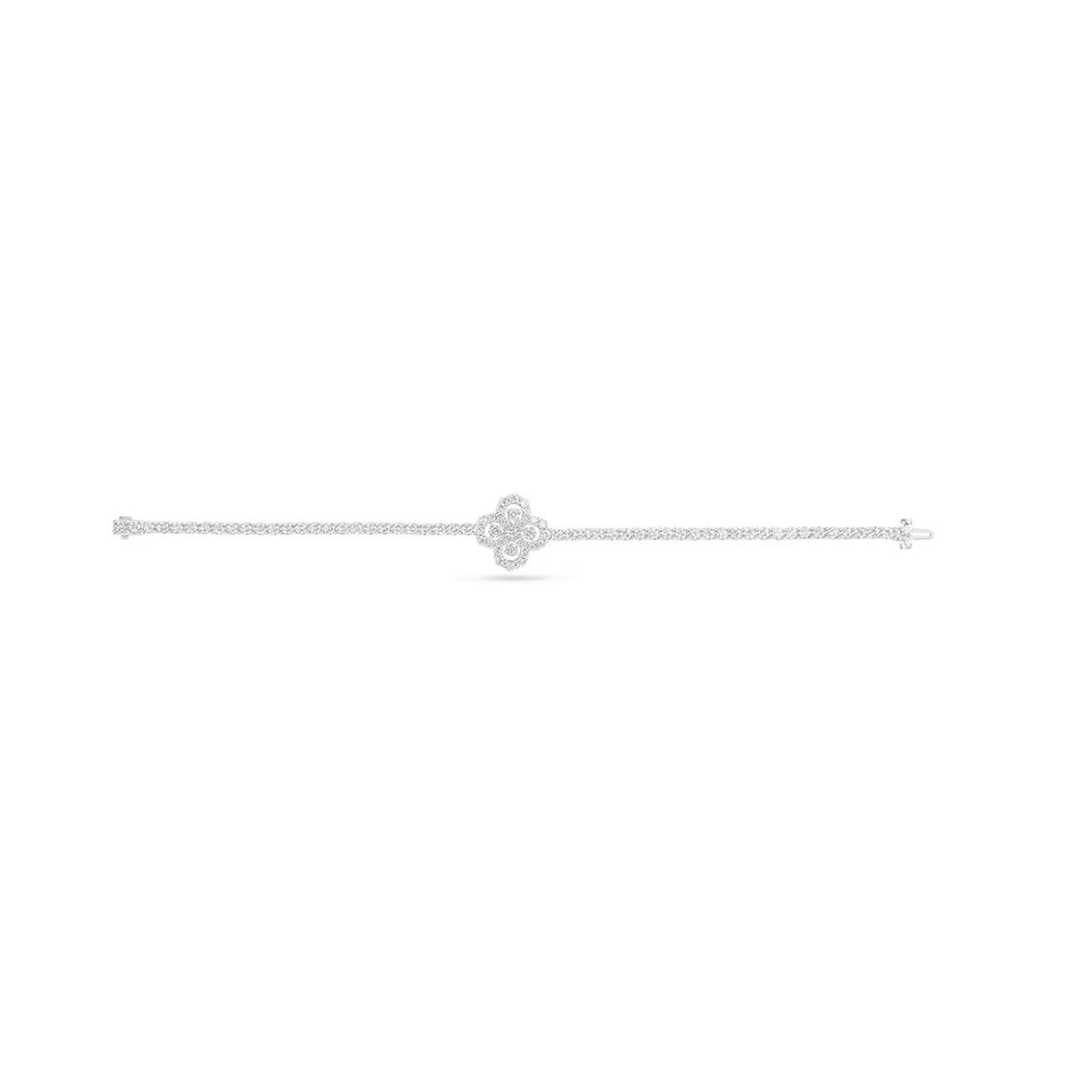 Harry Winston Style Four-Leaf Clover Cubic Zirconia Bracelet detail view 1