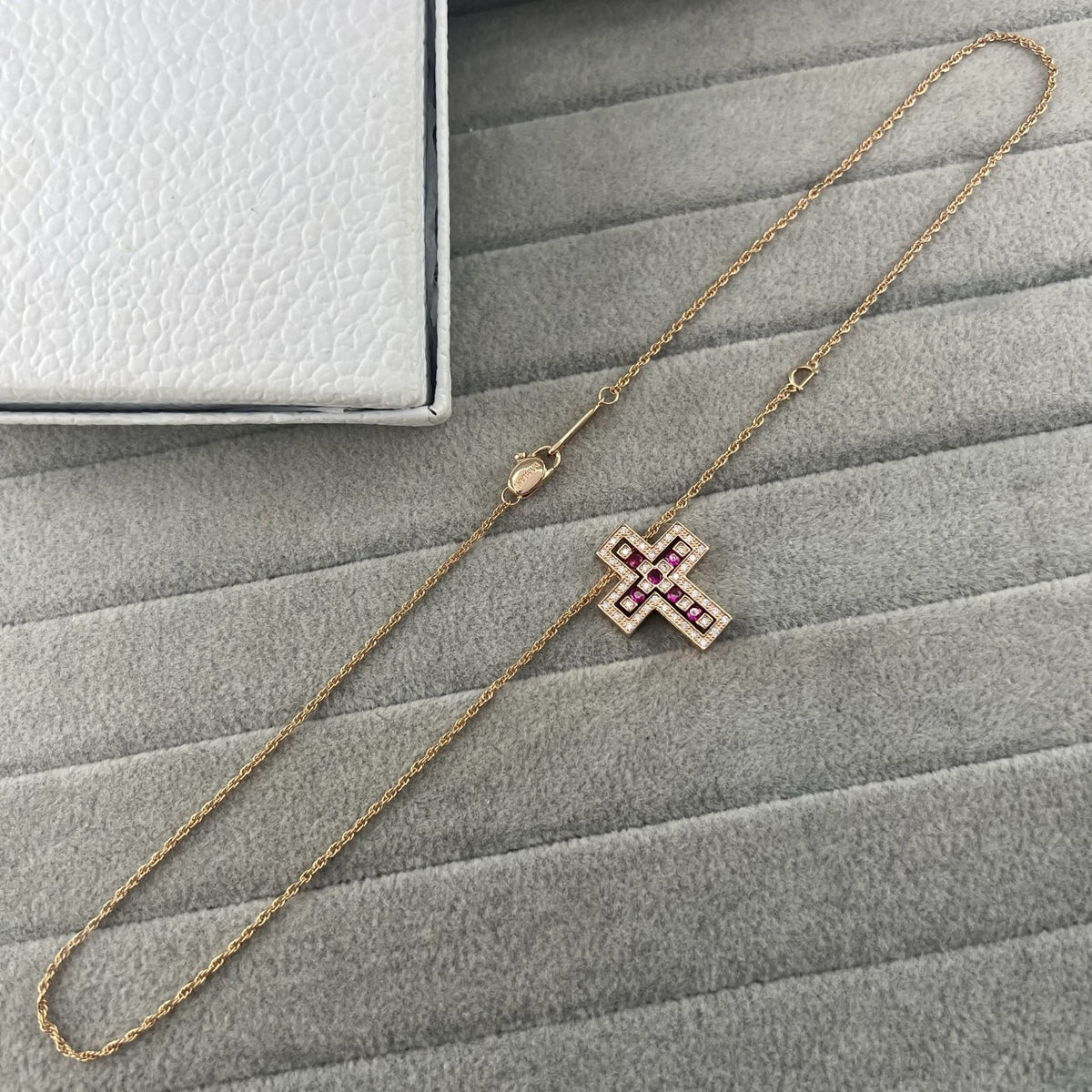Damiani Style Cross Cubic Zirconia White-Gold-Plated Necklace detail view 12