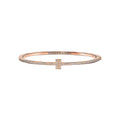 Tiffany Style T Motif Cubic Zirconia 18K Gold-Plated Bangle detail view 4