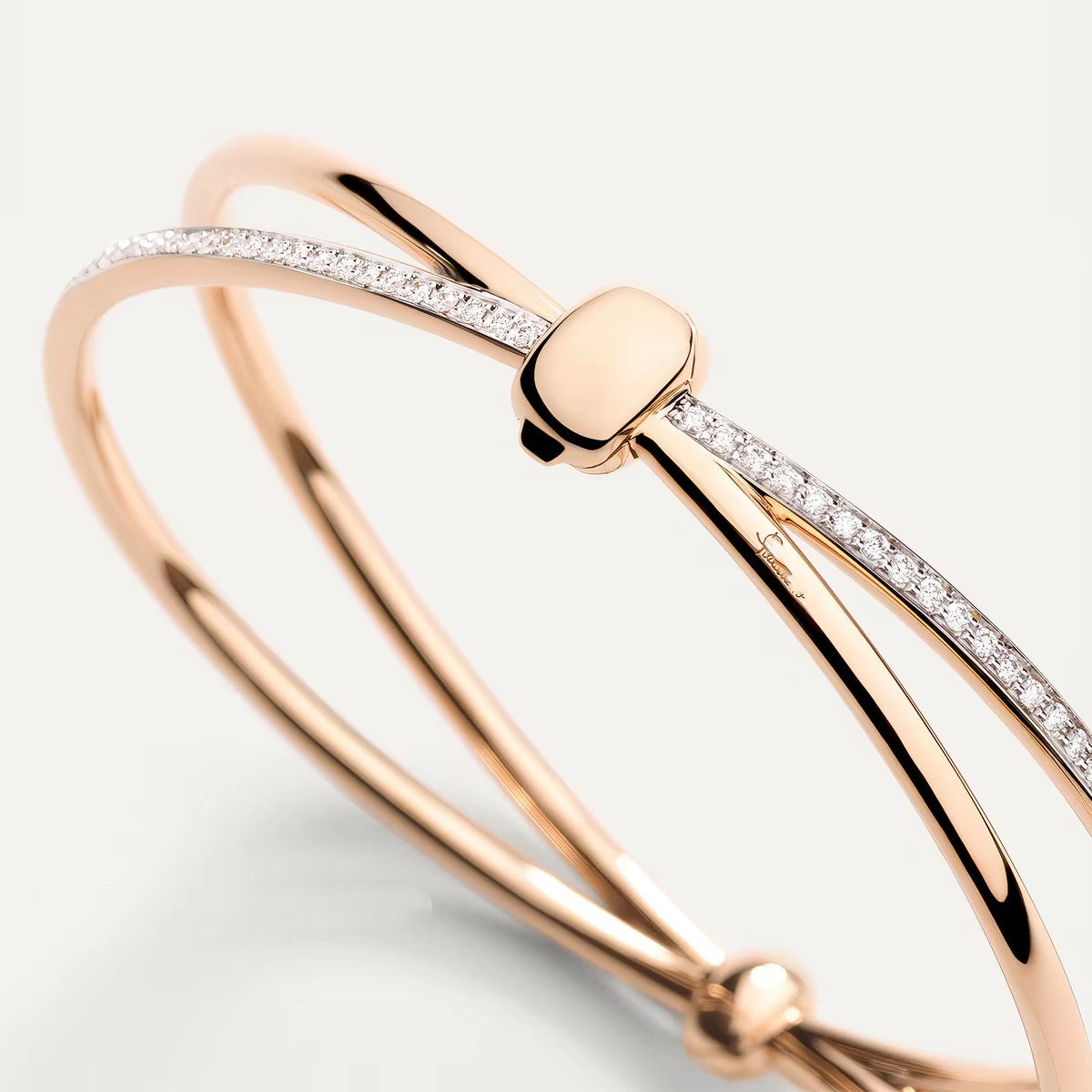 Pomellato Style Crossover Cubic Zirconia 18K Gold-Plated Bangle detail view 2