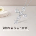 Damiani Style Floral Cubic Zirconia White-Gold-Plated Necklace detail view 2