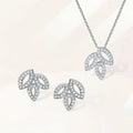 Harry Winston Style Three-Leaf Clover Cubic Zirconia 18K Gold-Plated Earrings - Necklace Silver Tone