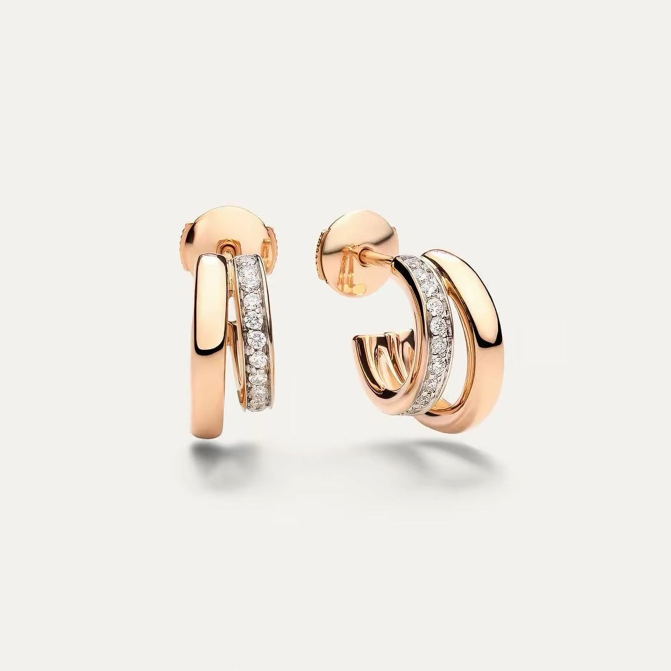 Pomellato Style Classic Cubic Zirconia 18K Gold-Plated Earrings detail view 3