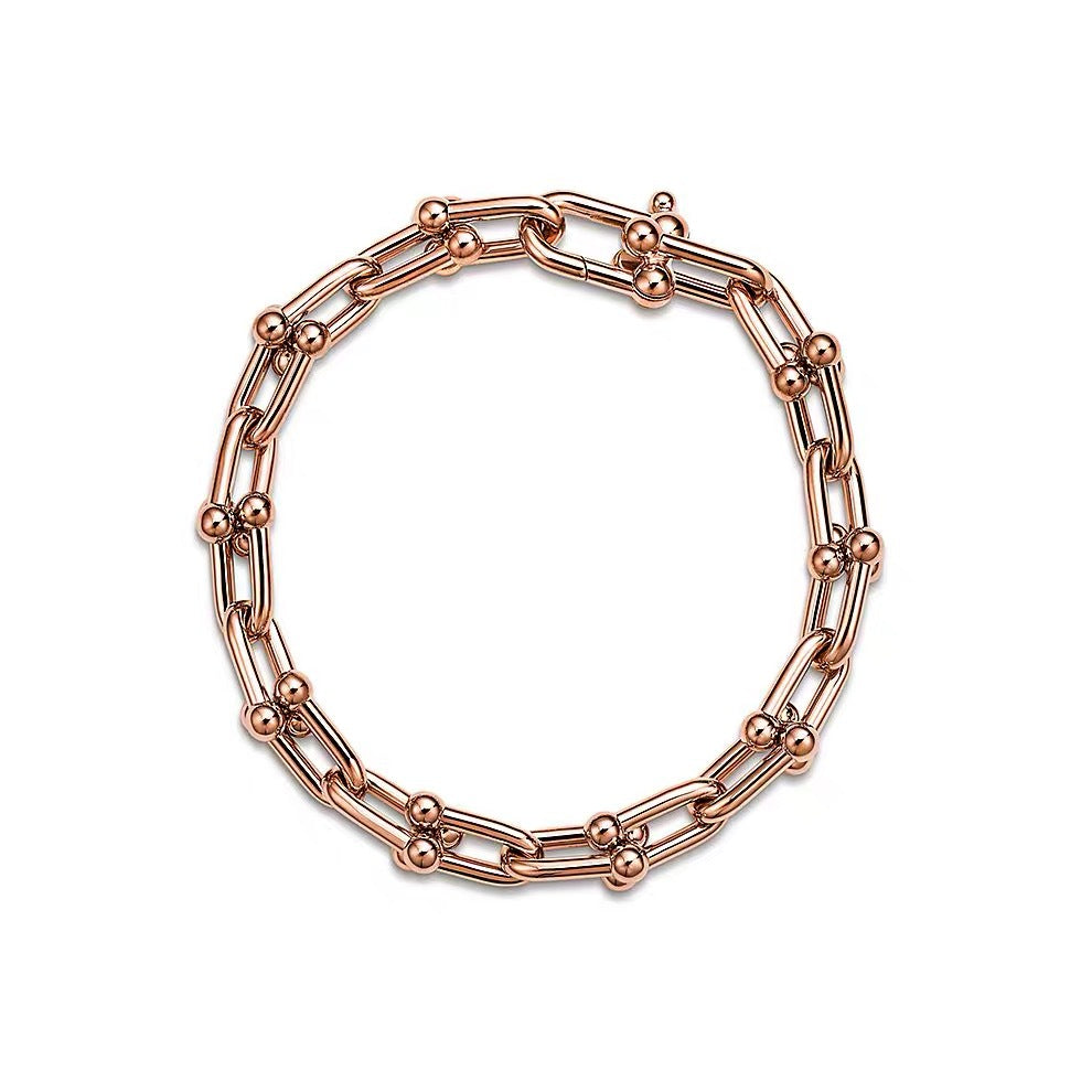 Tiffany Style Horseshoe Cubic Zirconia 18K Gold-Plated Bracelet detail view 1