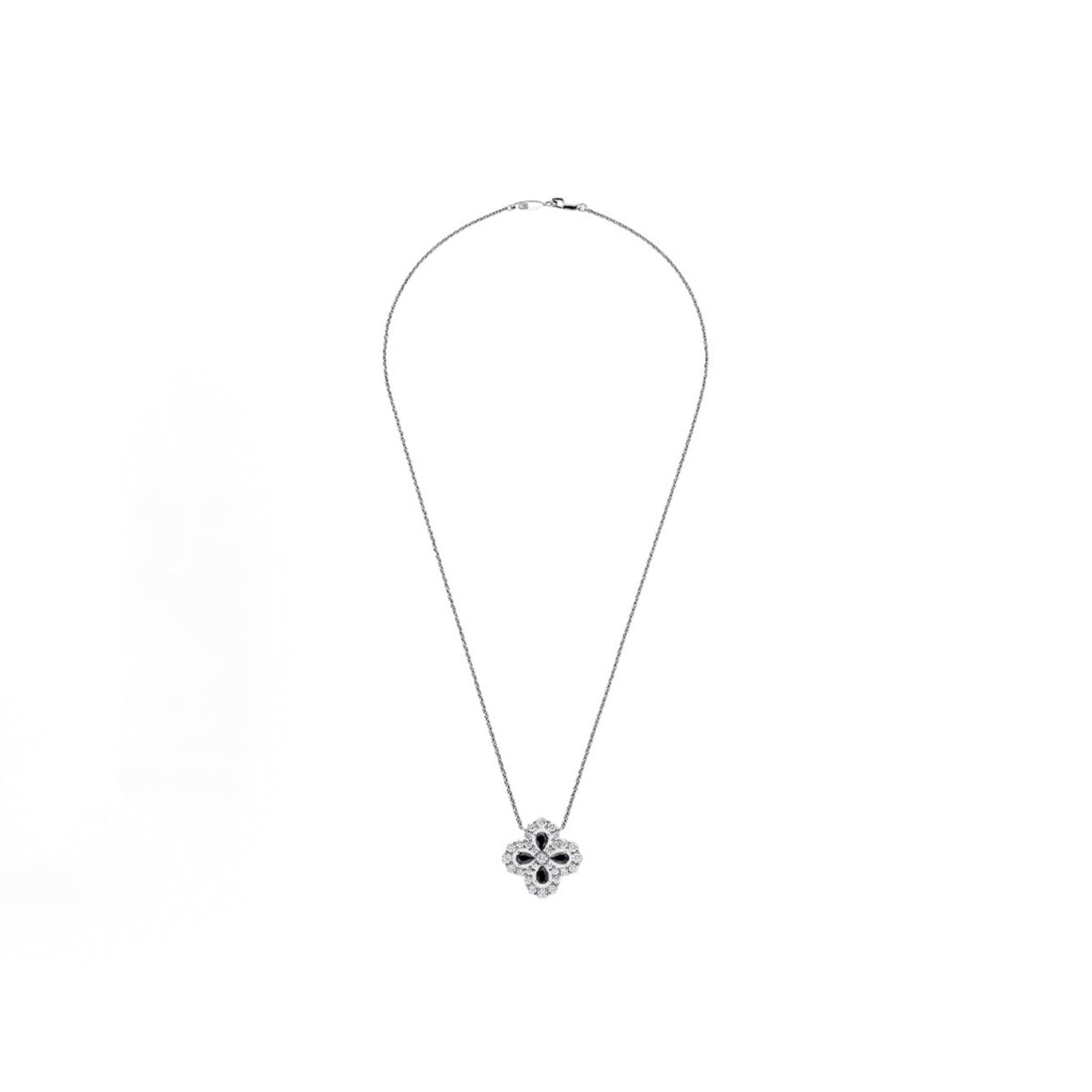 Harry Winston Style Four-Leaf Clover Cubic Zirconia Necklace detail view 4