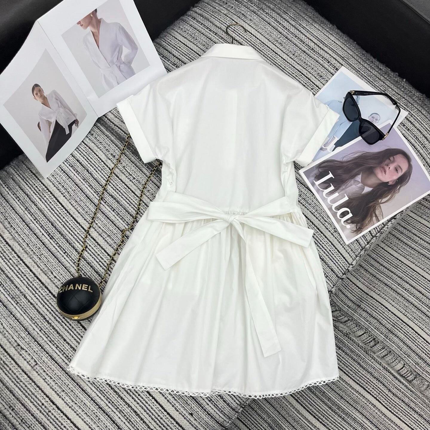 Lace Trim Collar Shirt Dress